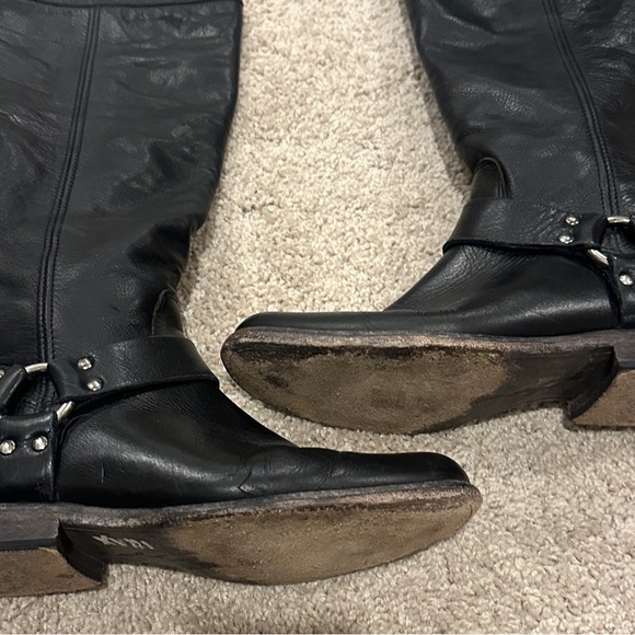 FRYE Black Leather Tall Harness Riding Phillip Boots 76850 Size 8.5 - Picture 4 of 13